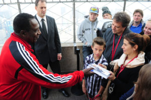 Meadowlark Lemon Tours The Empire State Building The Empire State Building hosts legendary Harlem Globetrotter and Basket Ball of Famer Meadowlark Lemon as he promotes his new book, "Trust Your Next Shot: A Guide To A Life Of Joy".